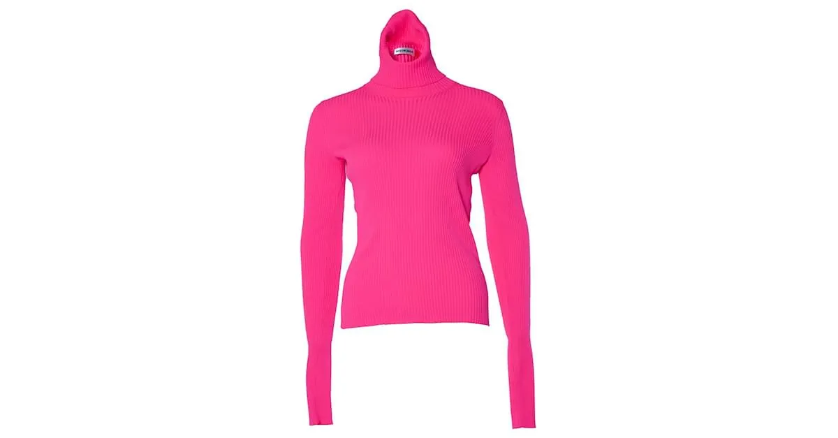 Autre Marque balenciaga, Cuello alto canalé rosa neón 