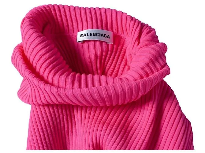 Autre Marque balenciaga, Cuello alto canalé rosa neón 