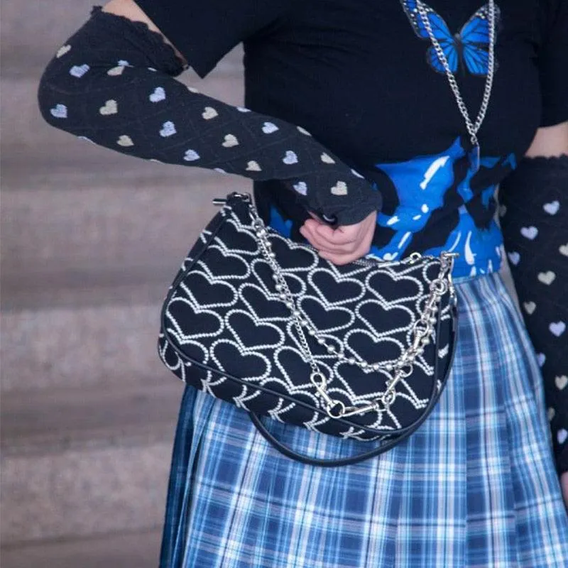 Bolso de hombro con estampado de corazones