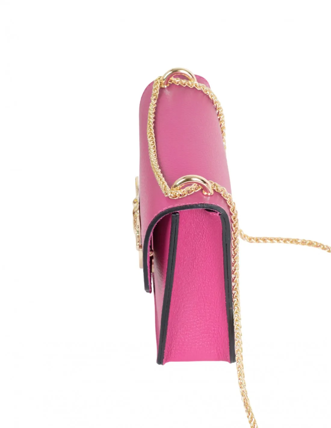 Bolso Piel Cadena Pájaros Fucsia