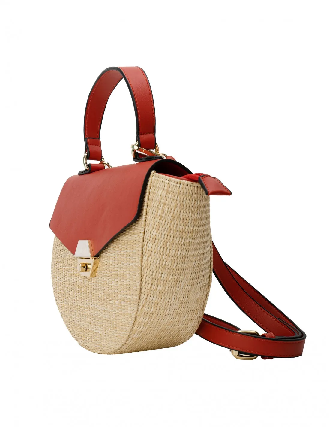 Bolso Rafia Asa Corta Roja