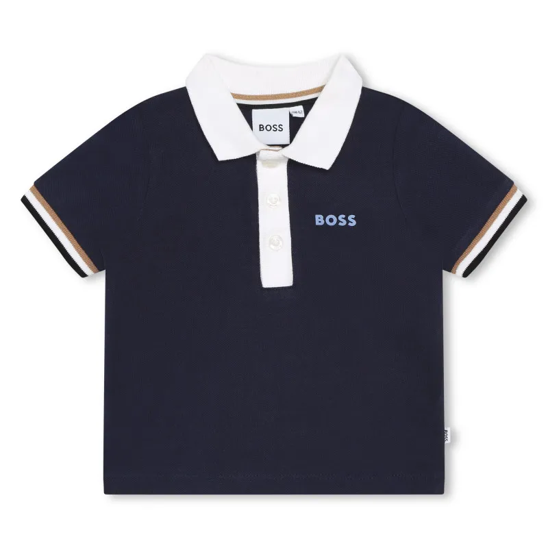 BOSS Polo piqué de algodón con logo
