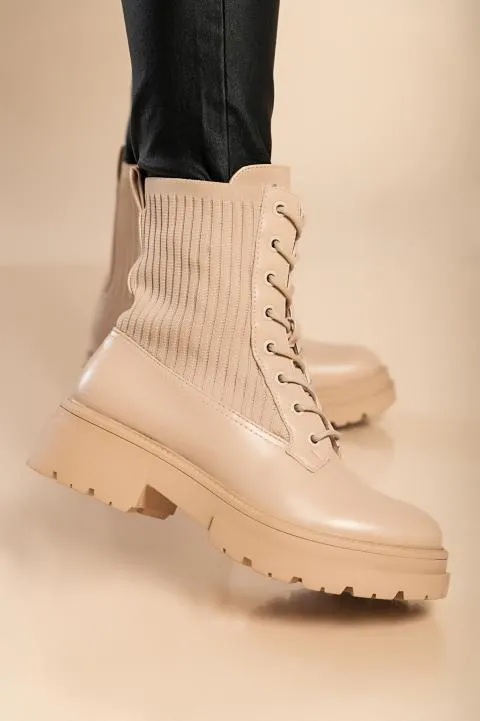 Botines con cordones, beige