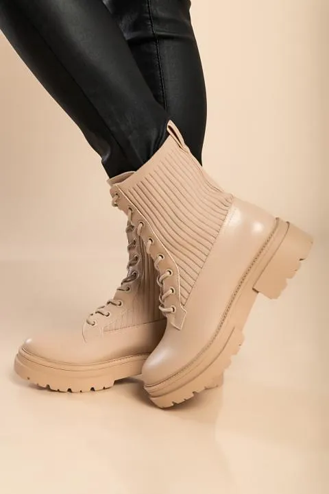 Botines con cordones, beige