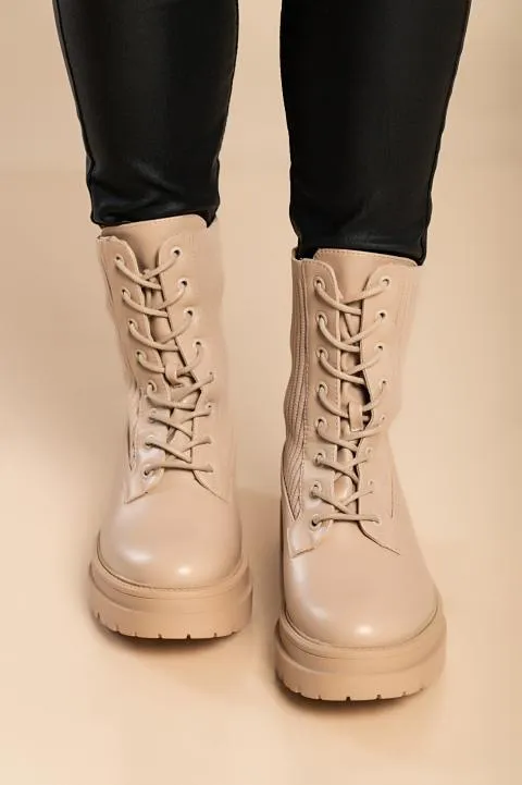 Botines con cordones, beige