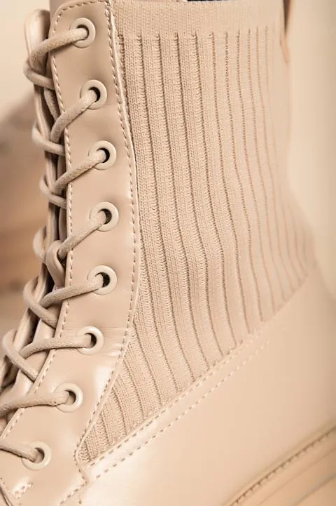 Botines con cordones, beige