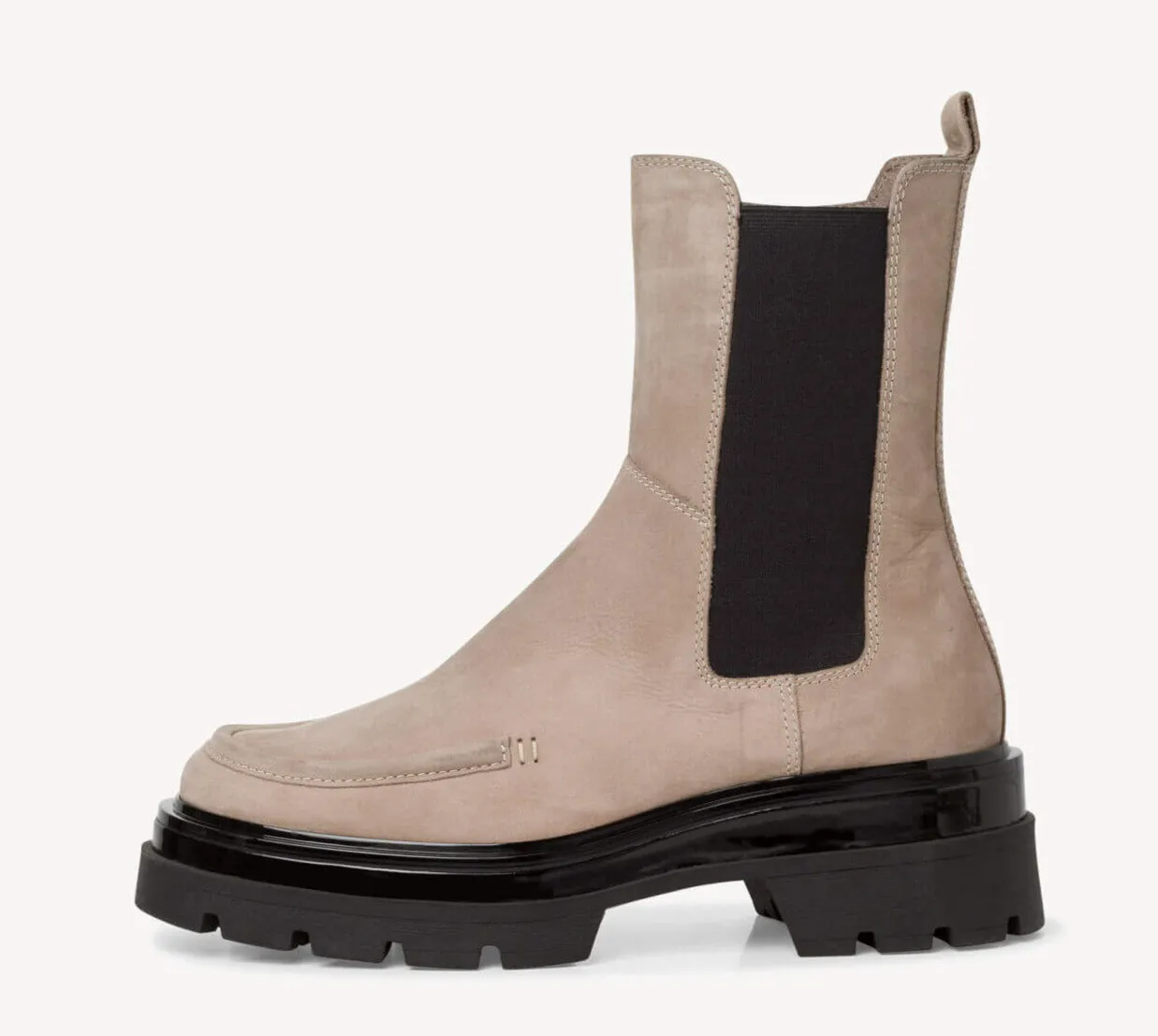 Botines en nobuck taupe con bordón