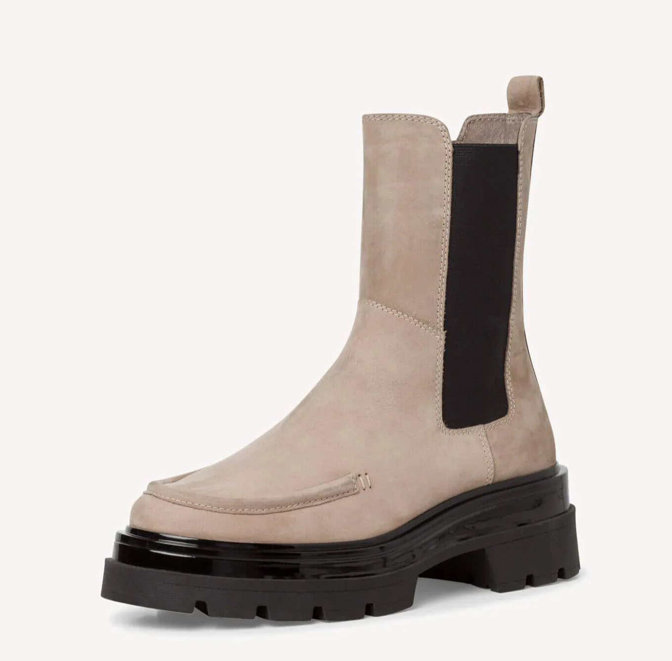 Botines en nobuck taupe con bordón