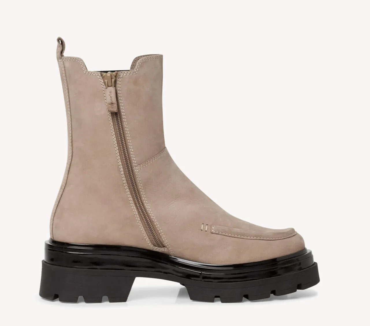 Botines en nobuck taupe con bordón