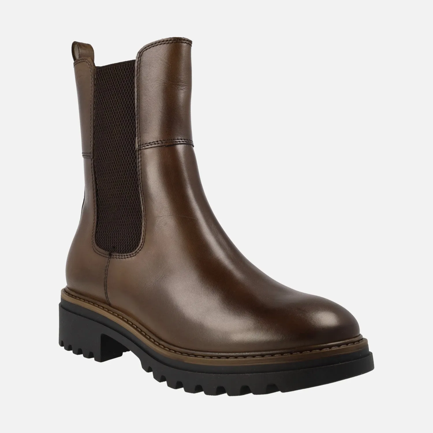 Botines marrones de piel con elástico