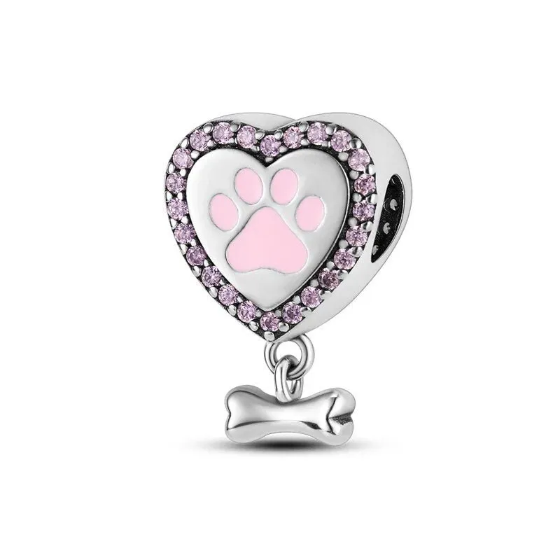 Charm Hueso Corazon Rosa