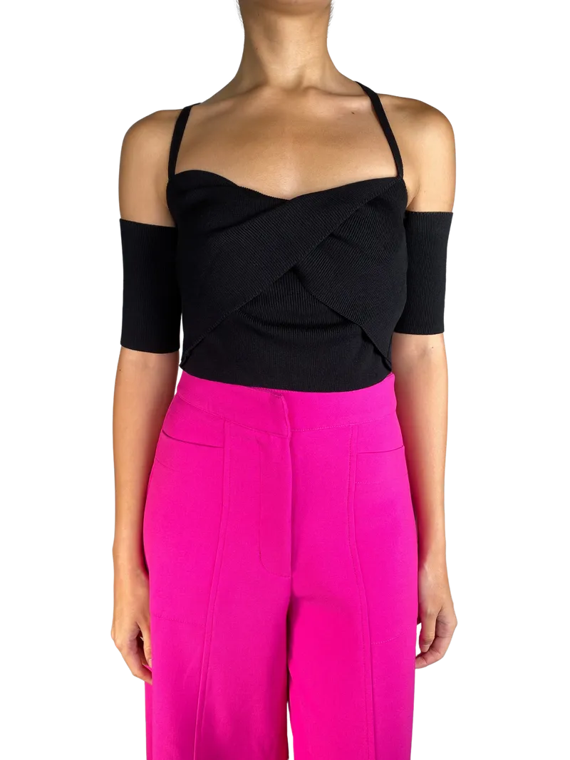 JAZMIN CHEBAR Top Tejido Negro