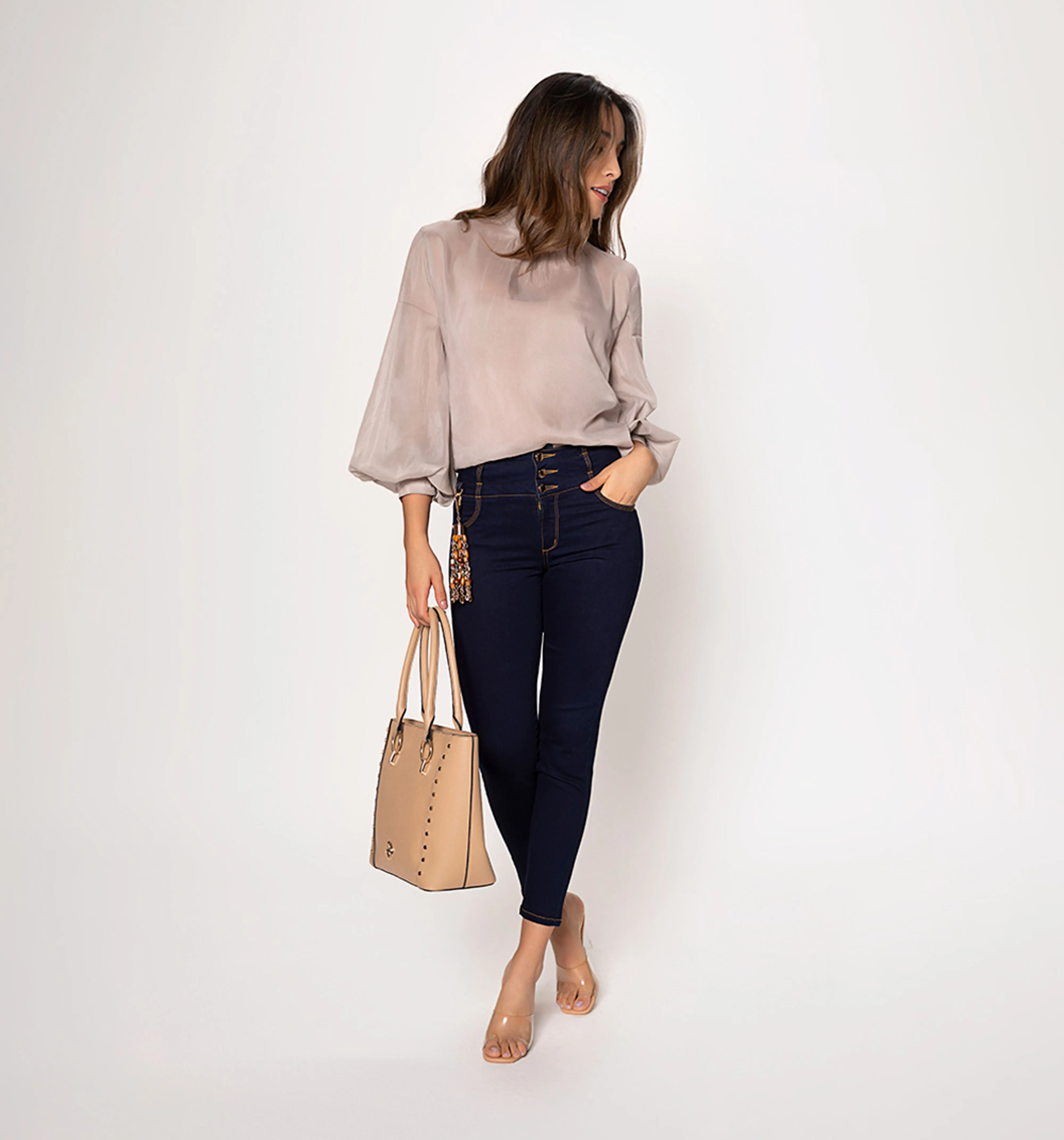 Jean ultraslim tiro alto, cinc0 bolsillo