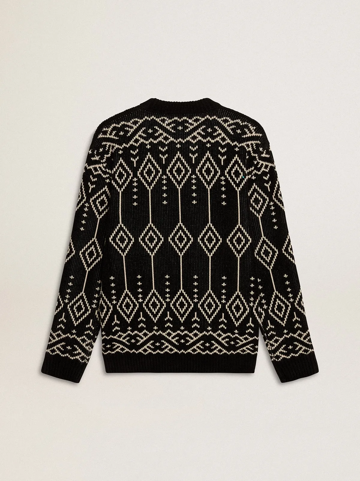 Jersey de cuello redondo en mezcla de lana con motivo argyle jacquard 