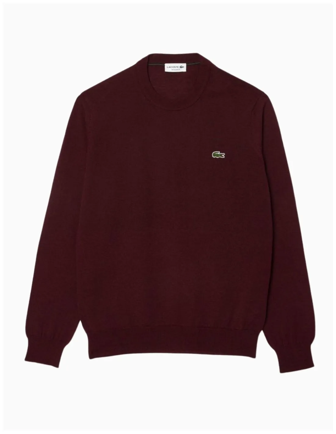JERSEY LACOSTE CUELLO REDONDO LANA BURDEOS
