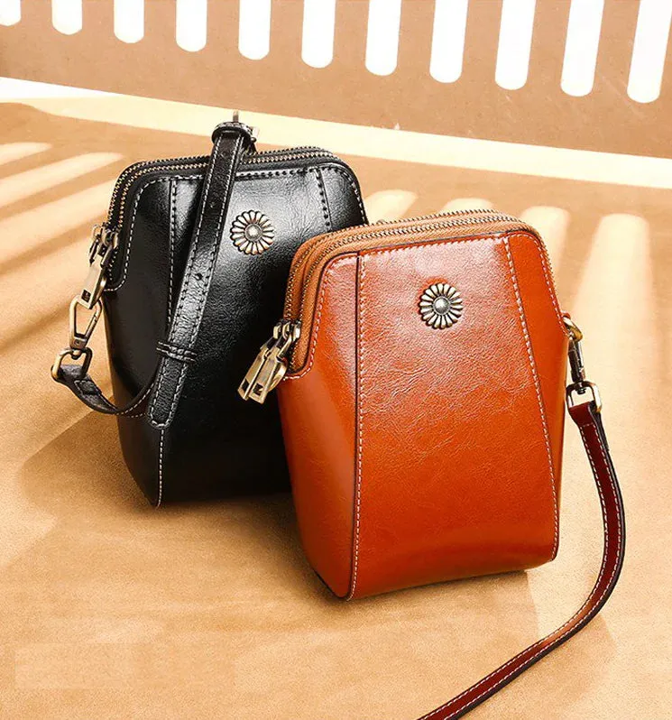 Mini bolso estilo bandolera de piel