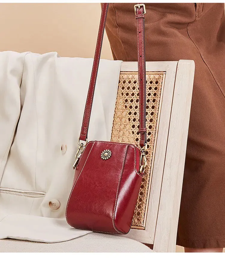 Mini bolso estilo bandolera de piel
