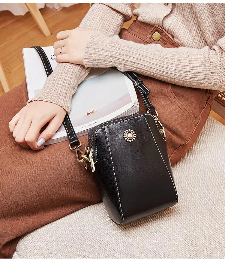 Mini bolso estilo bandolera de piel