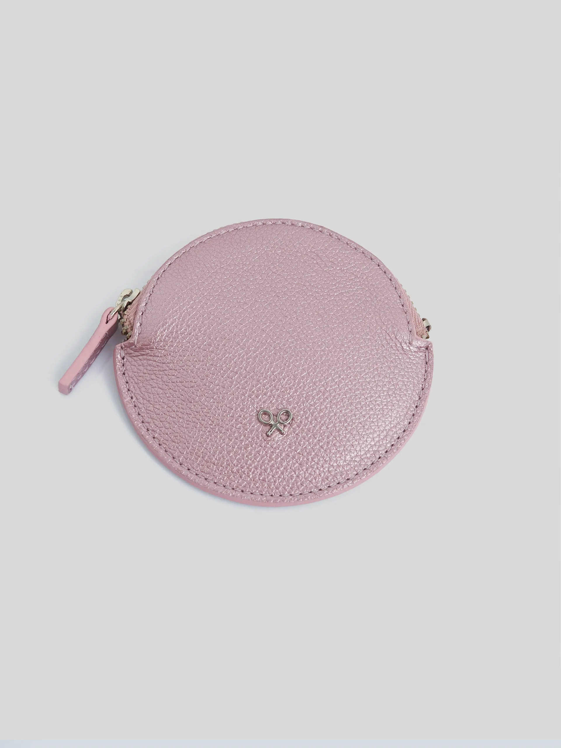 Monedero silbon piel rosa plata