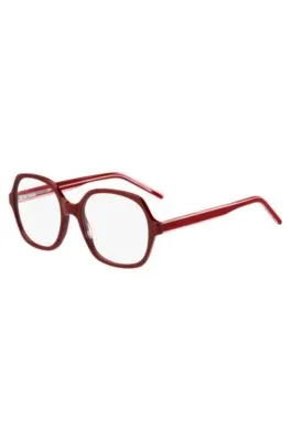Montura para gafas graduadas de acetato rojo con patillas a capas