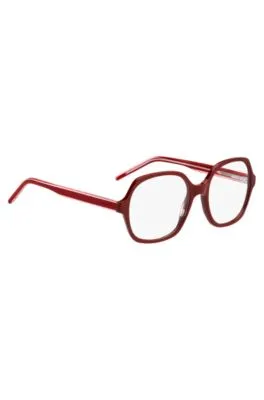 Montura para gafas graduadas de acetato rojo con patillas a capas