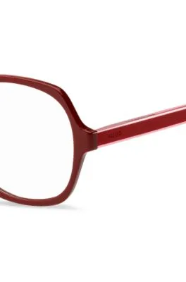 Montura para gafas graduadas de acetato rojo con patillas a capas