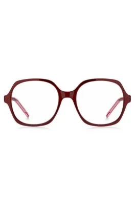 Montura para gafas graduadas de acetato rojo con patillas a capas
