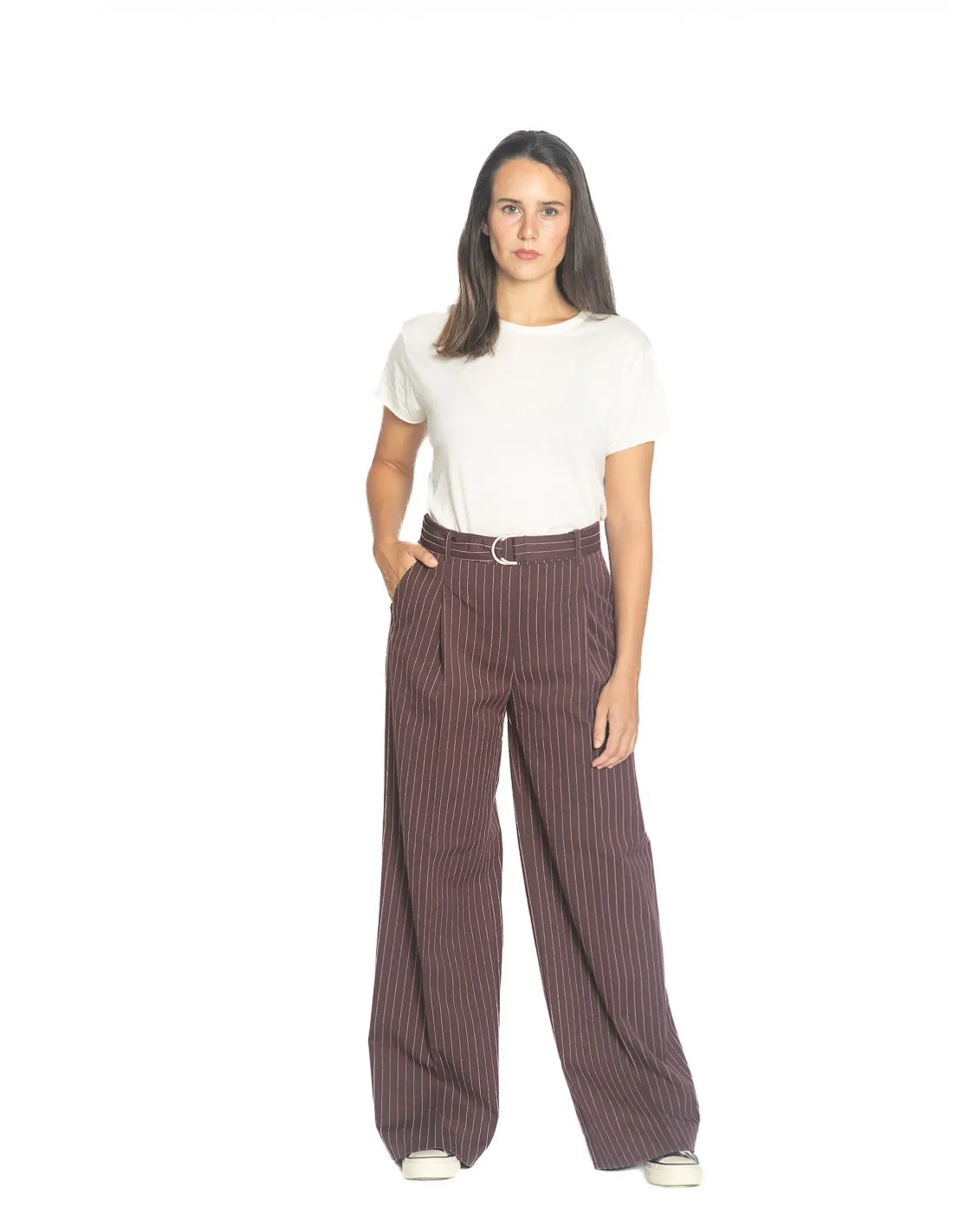 PANTALON BURDEOS RAYAS ROSAS THEOCAN CKS