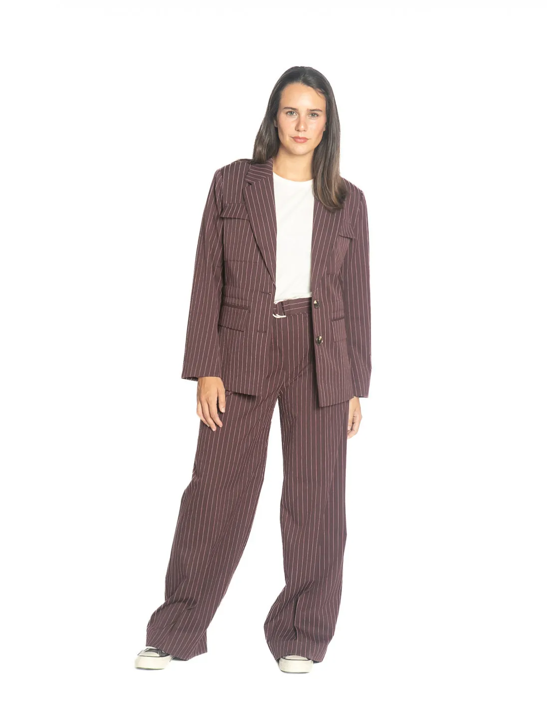 PANTALON BURDEOS RAYAS ROSAS THEOCAN CKS
