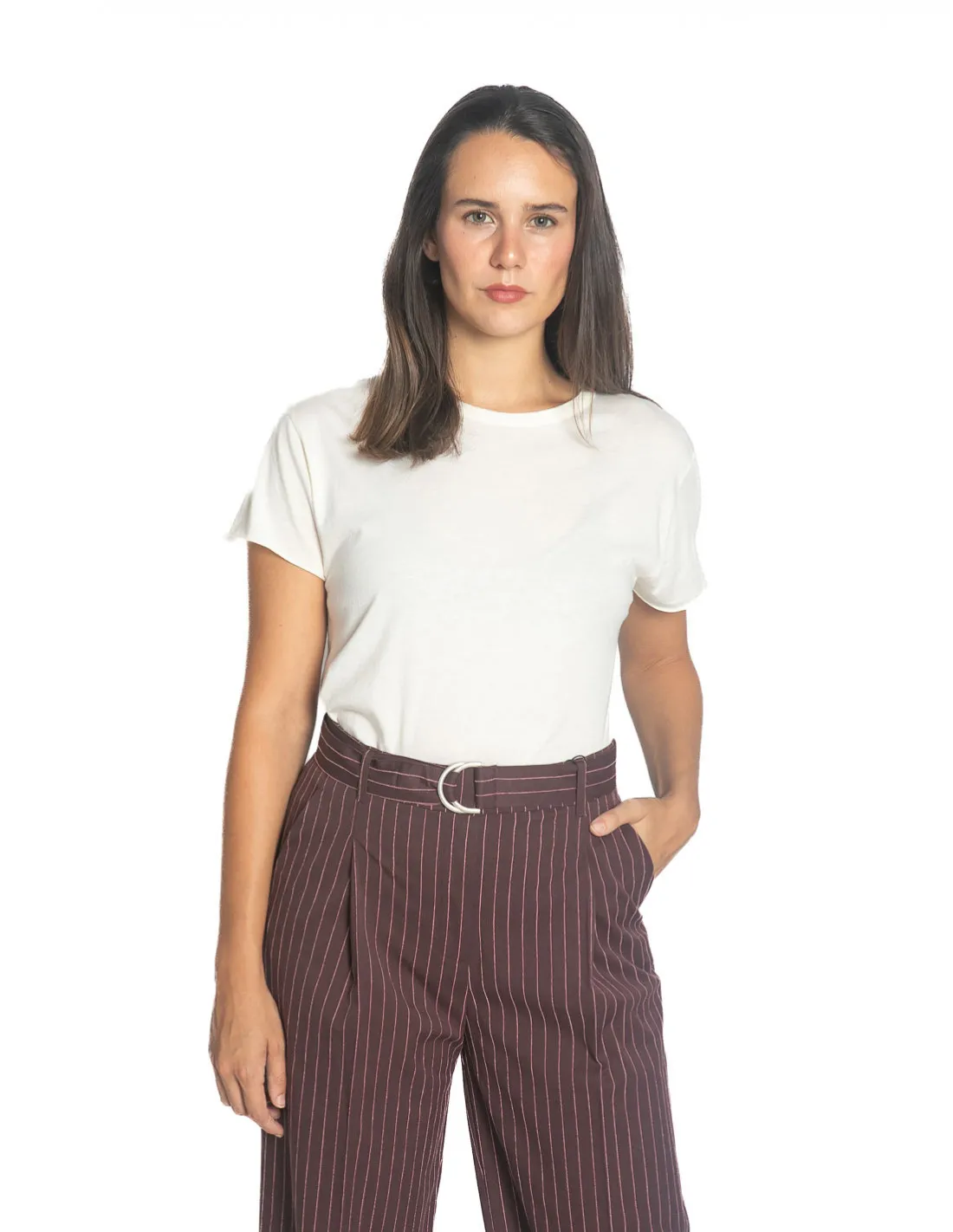 PANTALON BURDEOS RAYAS ROSAS THEOCAN CKS