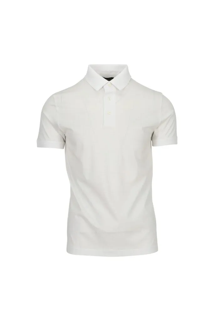 Polo blanco de punto con minilogo águila