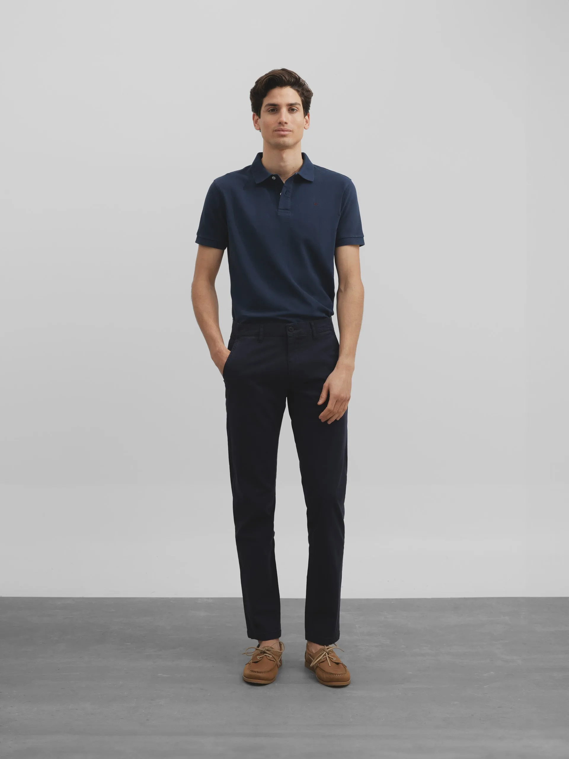 Polo clasico liso azul marino