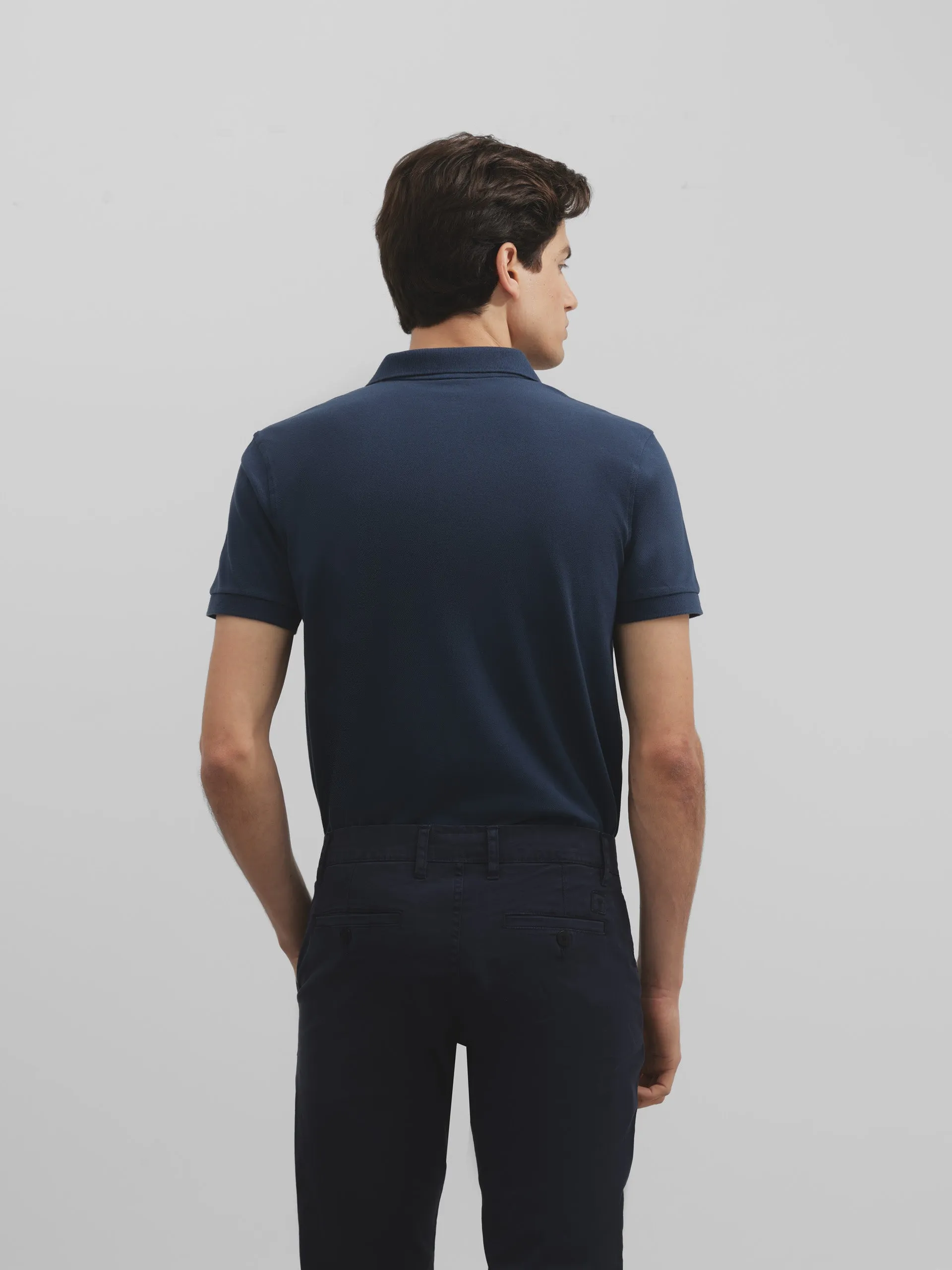 Polo clasico liso azul marino