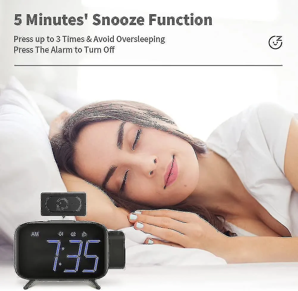 Projection Alarm Clock Radio Digital Alarm Clock With 3 Brightness Levels