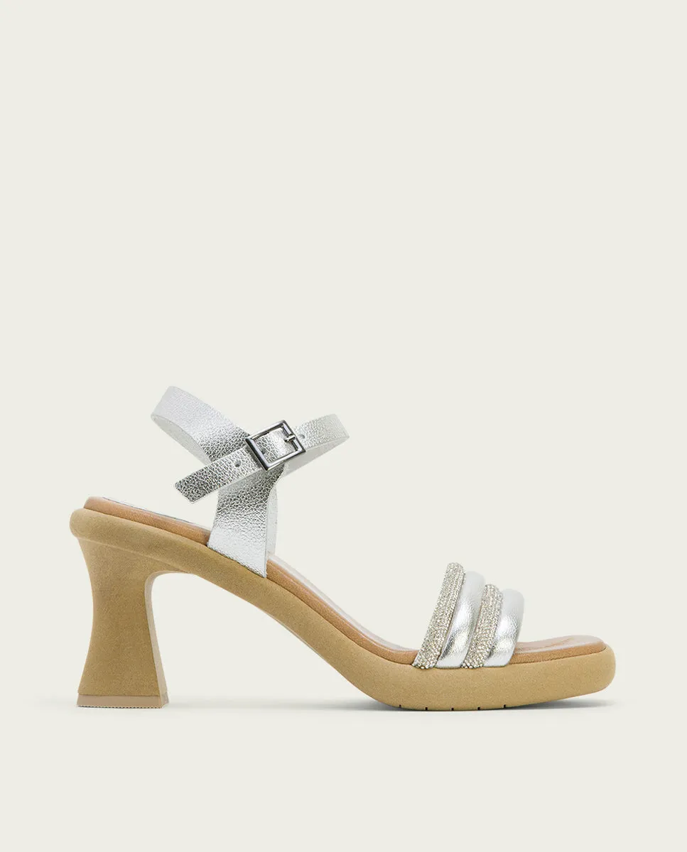 SANDALIA TACON ALTO PLATA LUNA