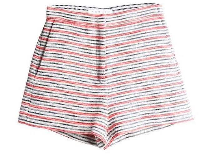 SANDRO Short talle alto con rayas Roja 