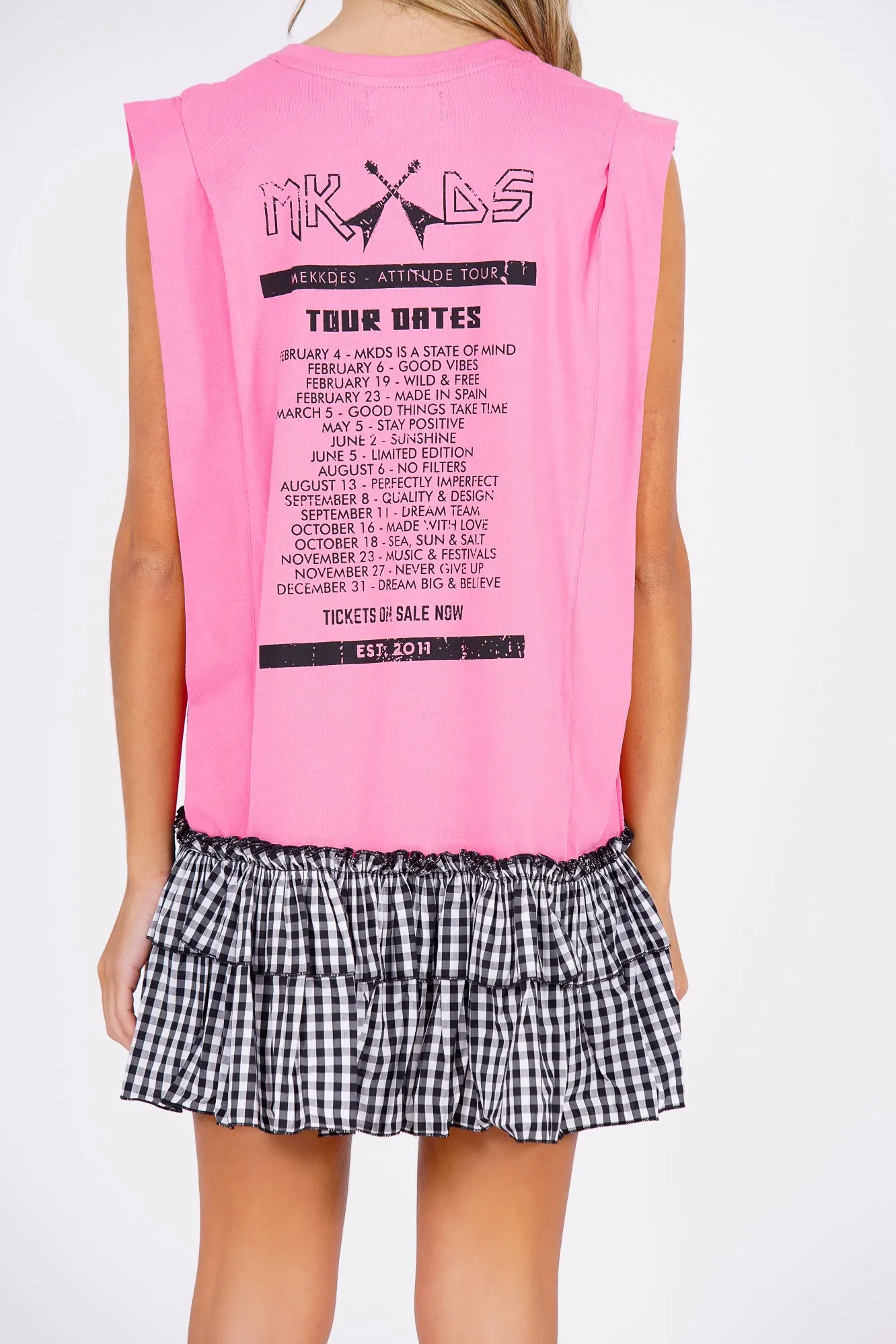 Vestido camiseta MKDS Tour rosa & vichy