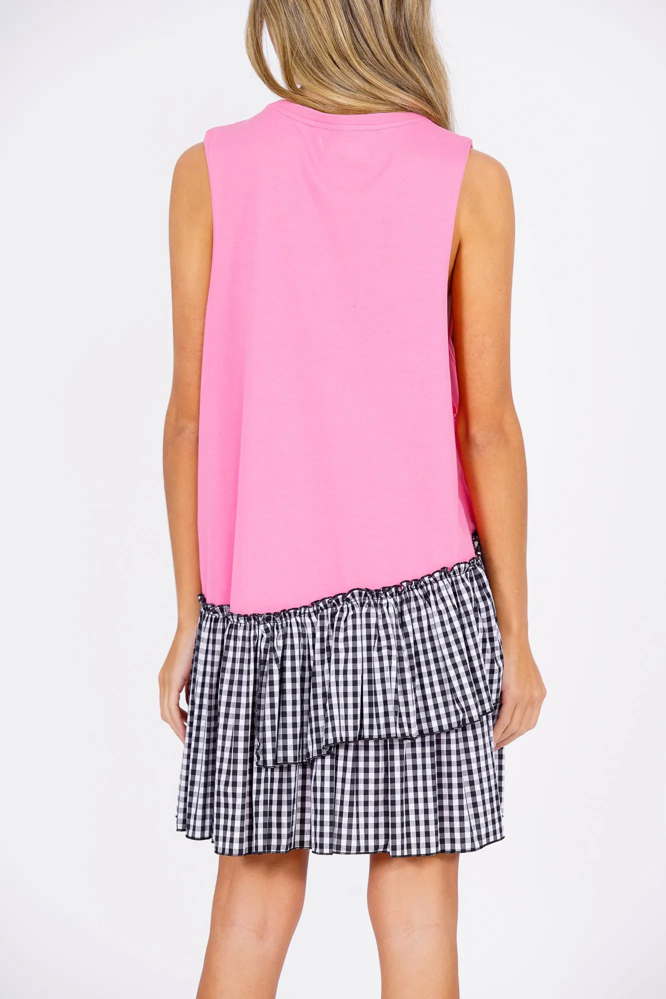 Vestido camiseta Venice rosa & vichy