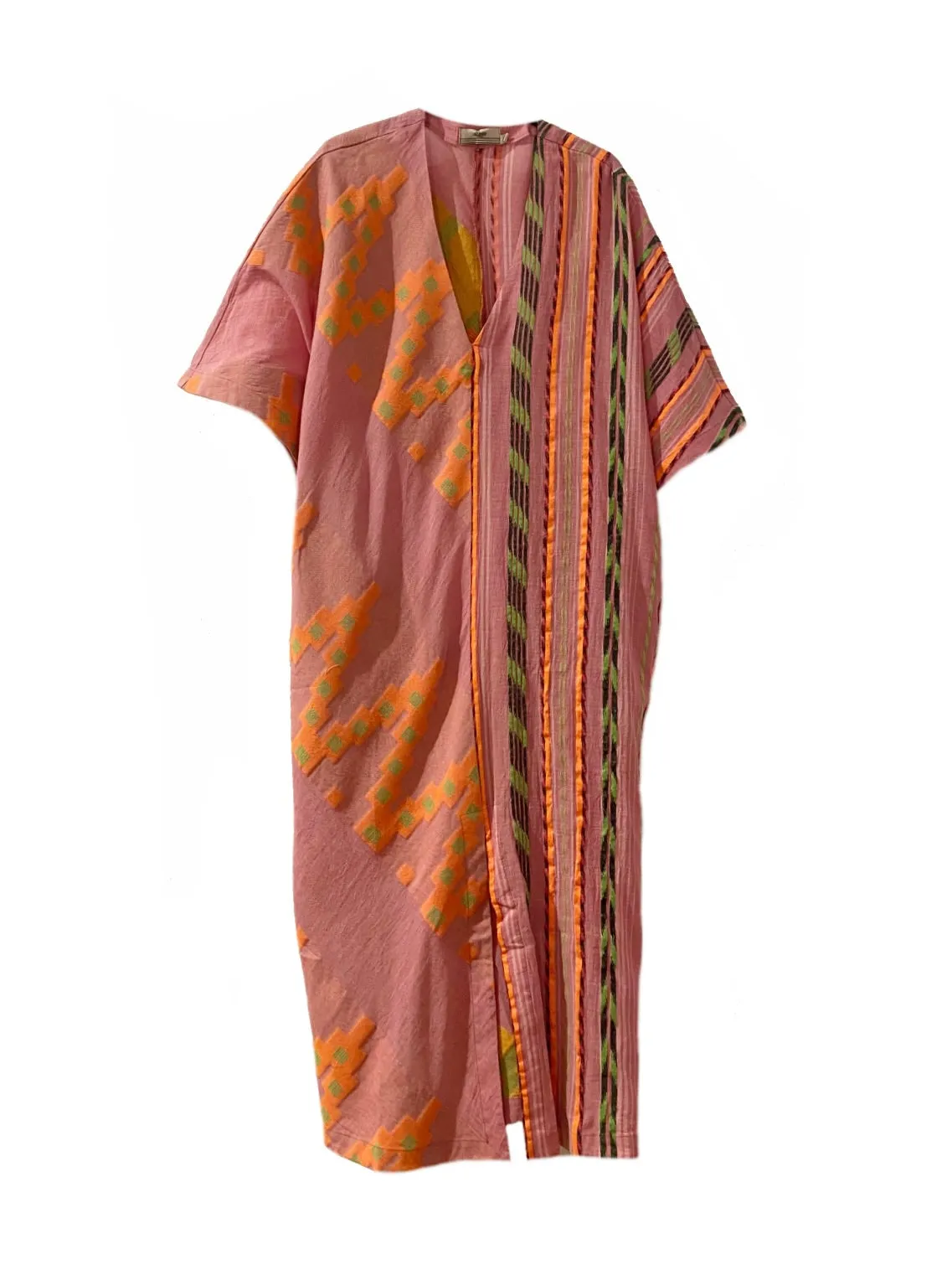 VESTIDO KAFTAN BORADOS ROSA