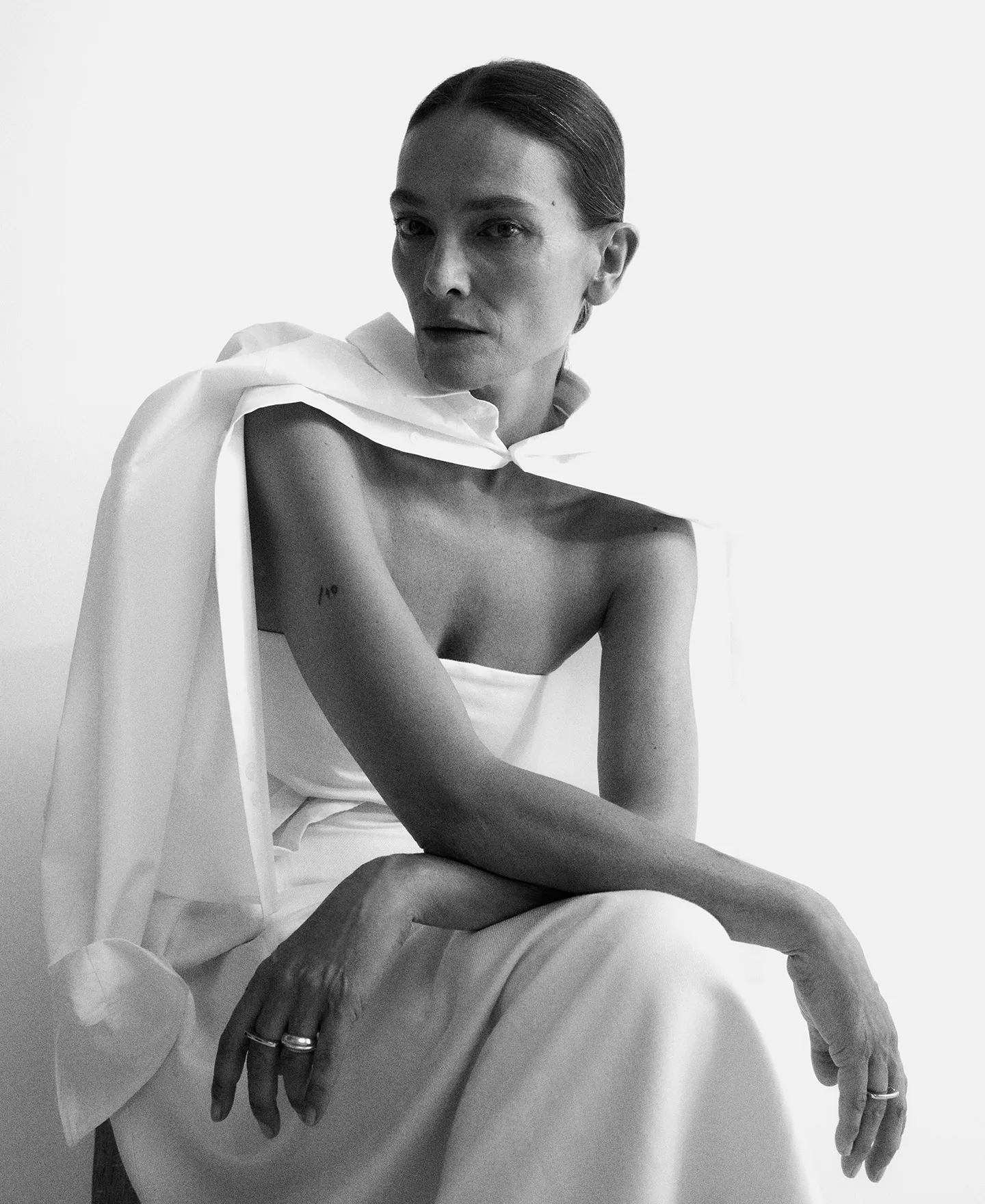 Vestido tejido de lino crudo mujer